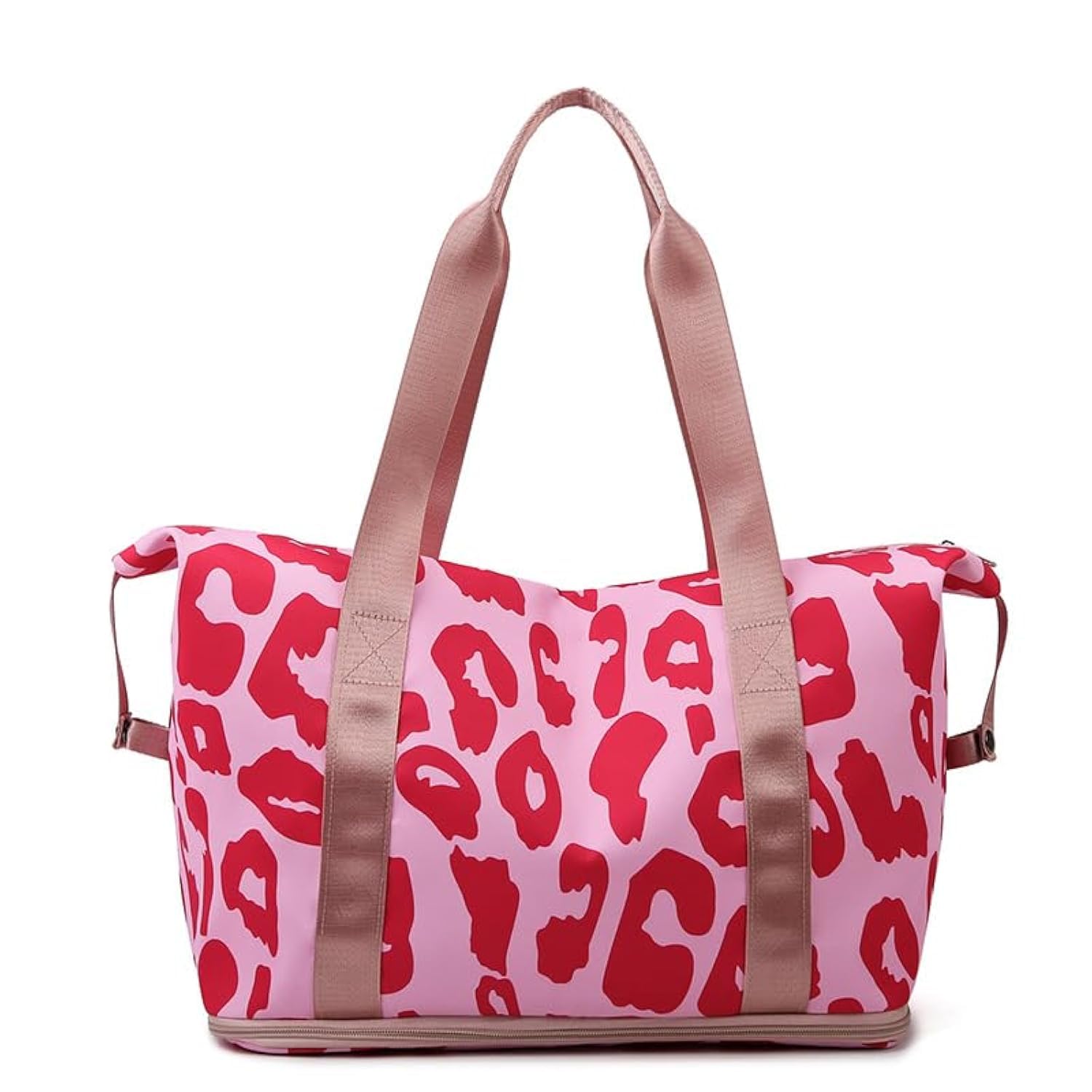 HATAMOTO Expandable Weekender Duffel Sport Gym Bag Overnight Travel duffle Bags with Wet Pocket X1-Pink Cow