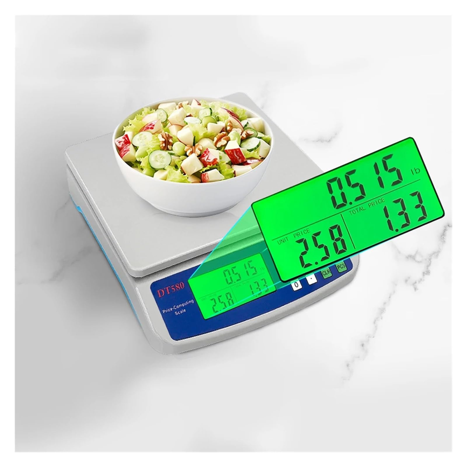 Bascula de Cocina, Báscula de alimentos comercial con pantalla LCD, contadora de monedas, multifunción, de acero inoxidable