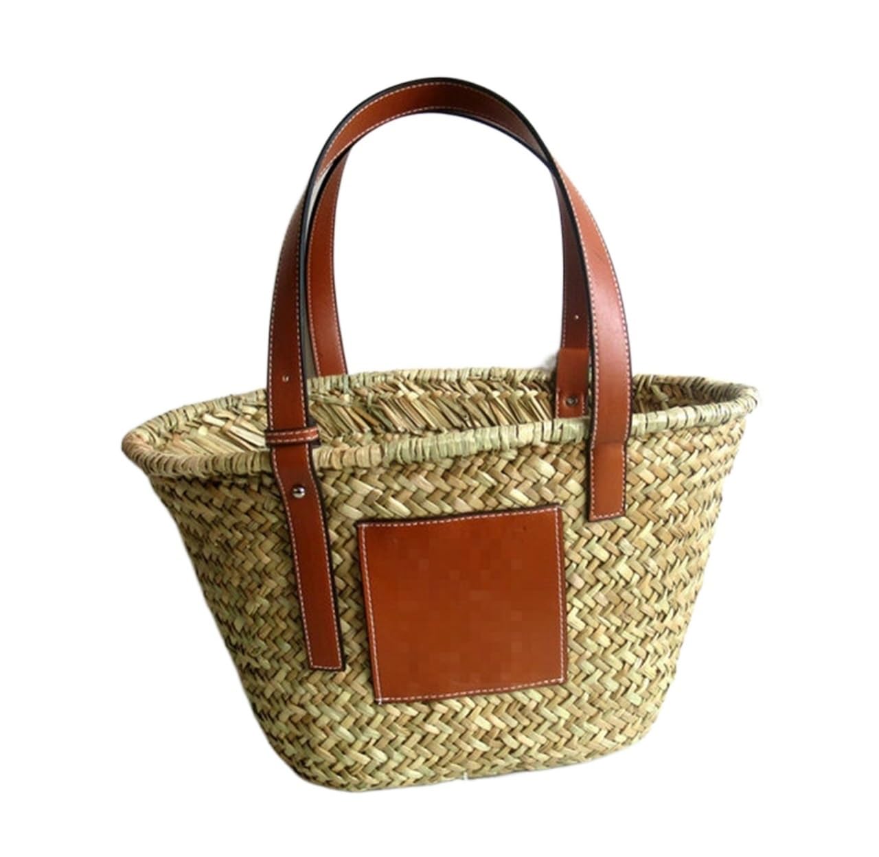 HFGDRH Straw Bags,Beach Straw Handbags Summer Beach Straw Basket Bags Casual Rattan Large Capacity Tote Women Handbags Wicker Woven Lady Hand Bags(Brown Me)