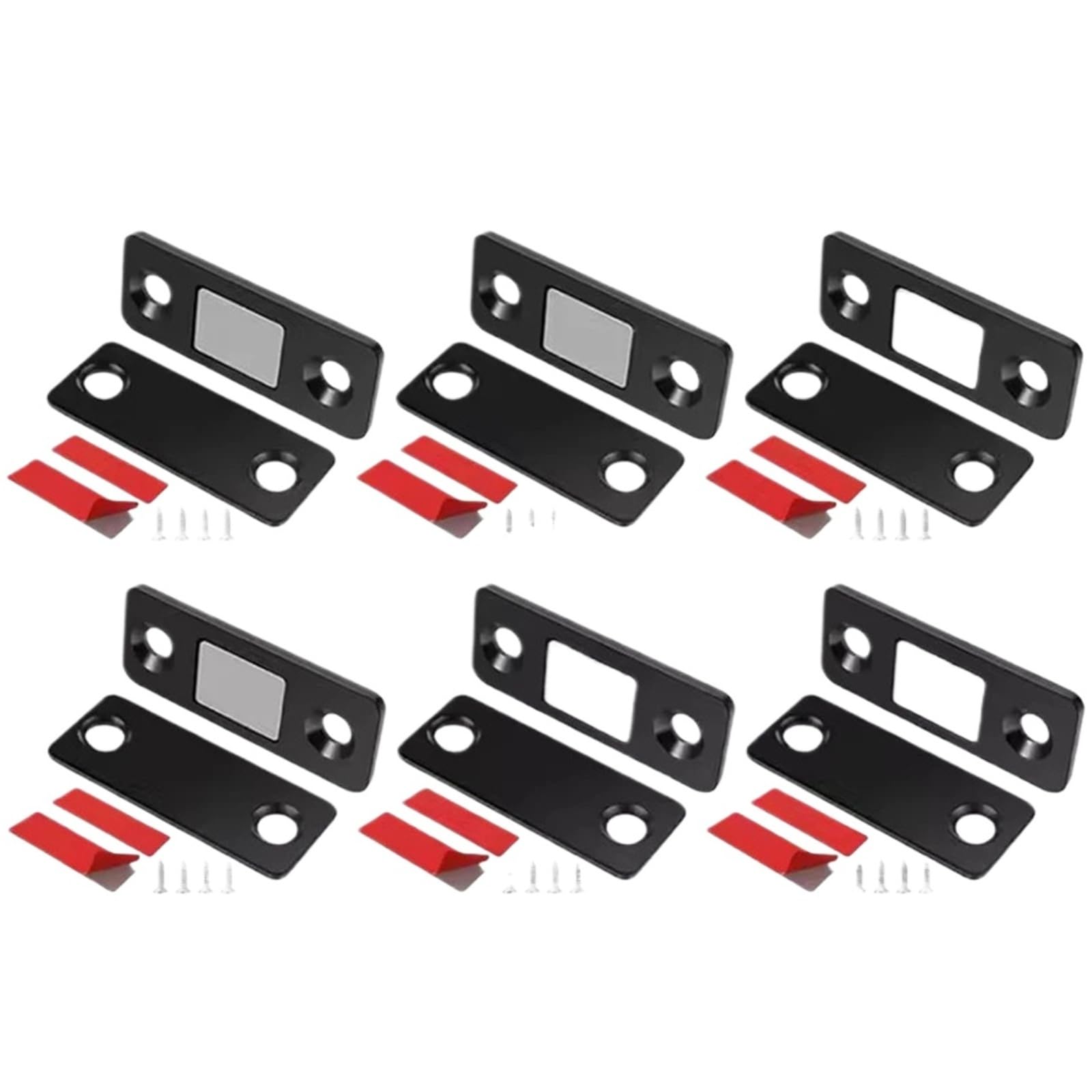 Xctdsvah 6 Set-Black Cupboard Latch Household Cabinet Catches Door Stopper Patch Self-Adhesive Furniture Drawer Window Closer Latch(6 Set-Black)