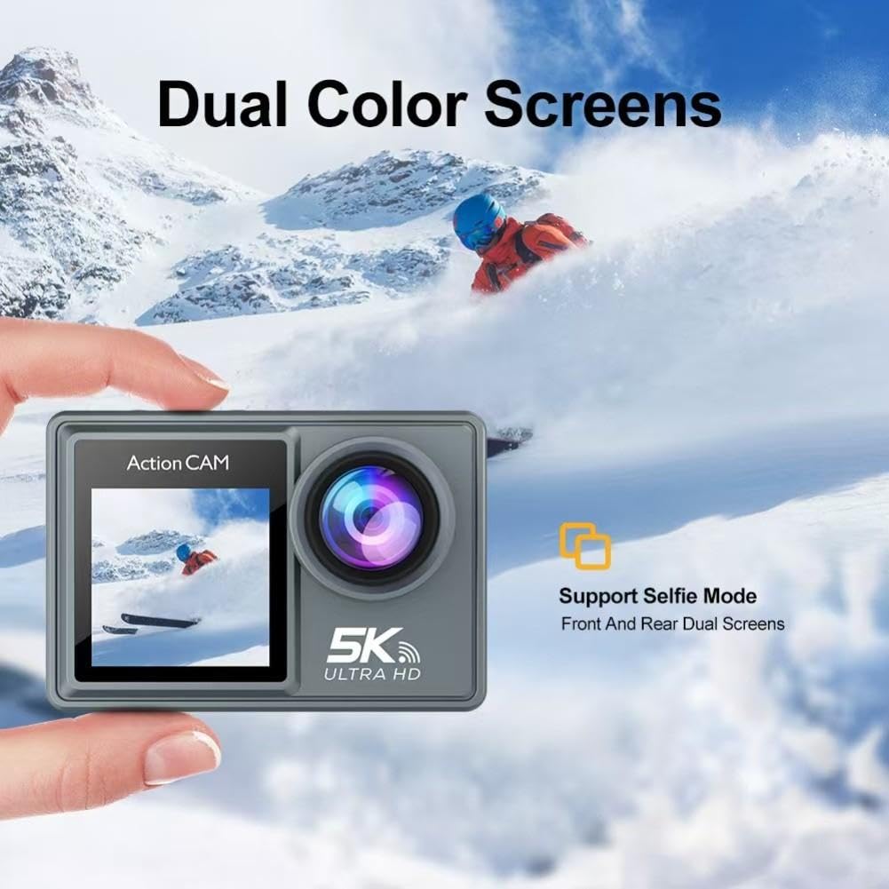 Pour caméra d'action 5K 30FPS Dual Screen 30M étanche pour