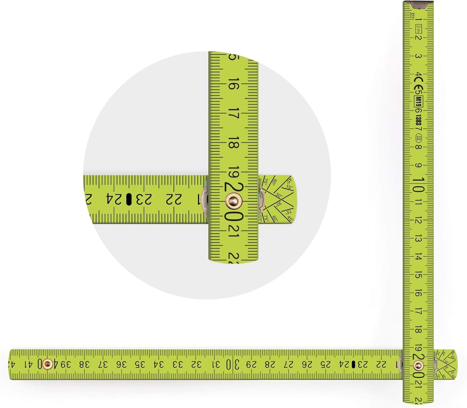 Metrie™ Bl52  1X Règle Pliante En Bois De 2 M De Long Avec échelle De Graduation Duplex (bleu