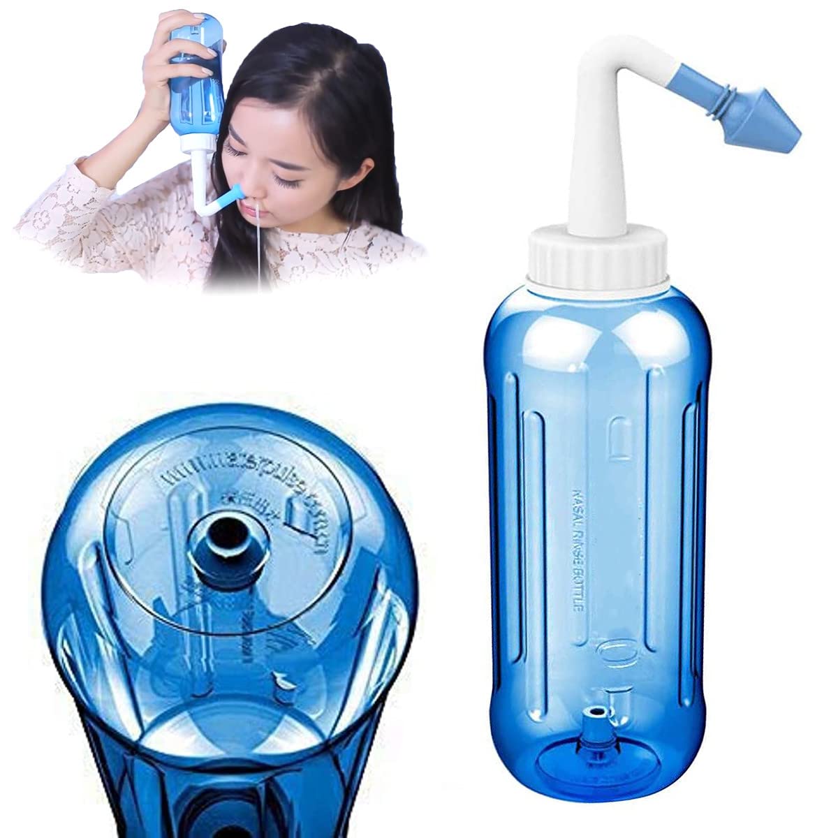 HANNEA 500Ml Neti Pot Nose Wash System With Waterpulse Nose Cleaner