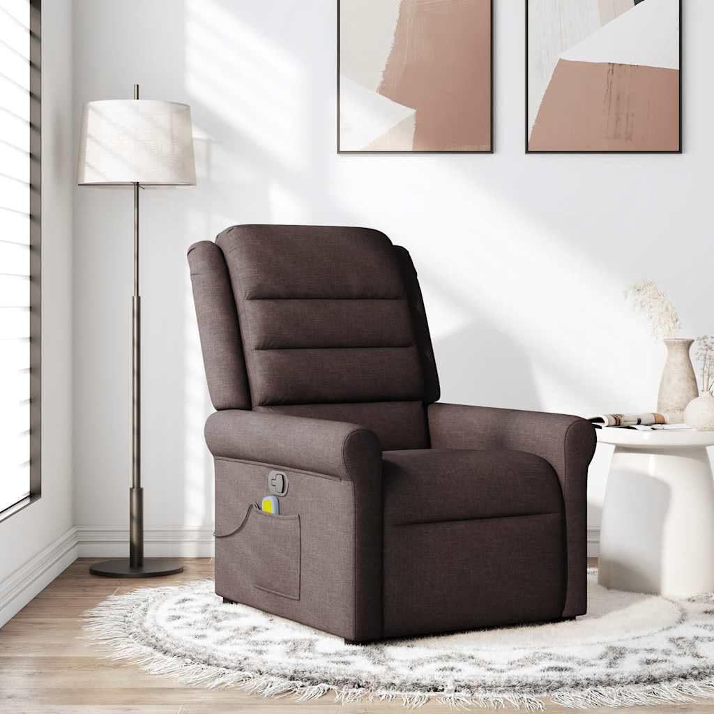 Fauteuil de massage inclinable marron en tissu pour soulager le dos