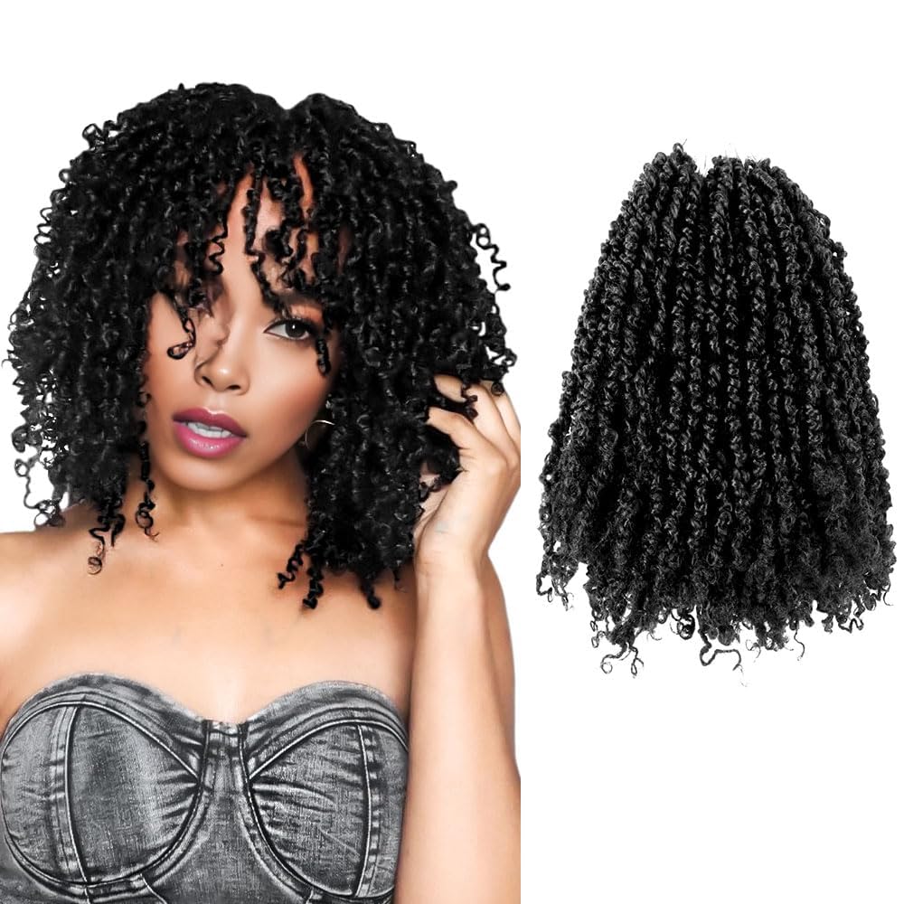 Osuntress 10 inch Yanky Twist Crochet Hair 10 Packs, Pre-looped Short Mini Spring Twists Micro Yankee Passion Braids （200 Strands, Jet Black)