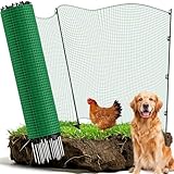Temporary Fence with Posts, 3‘x100‘ Animal Barrier Dog Portable Fencing with Fiberglass Stake Windbreak Rope, Safety Snow Plastic Netting Roll for Garden Backyard Outdoor for Chickens or Other Animals