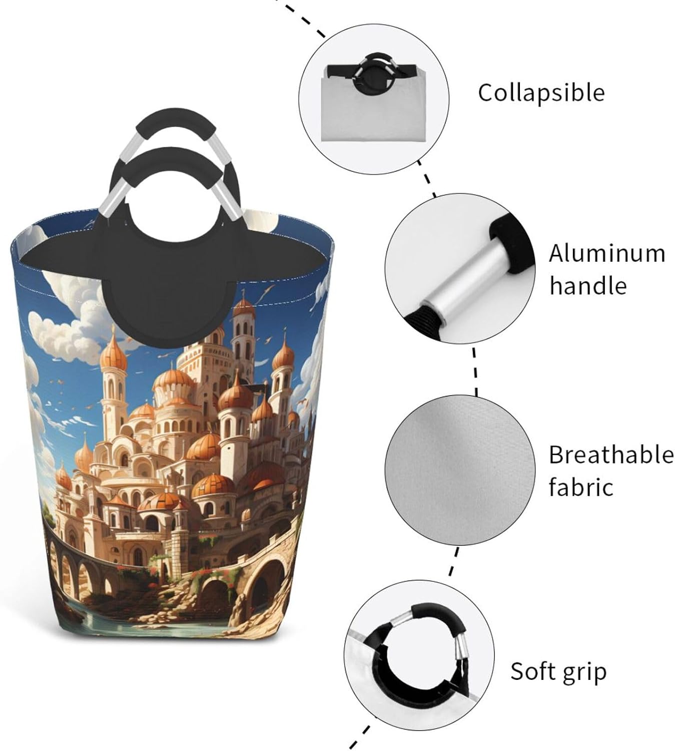 Anime Castle Sky Foldable storage bag, 50L capacity, suitable for laundry room, dormitory bedroom, dirty clothes storage basket. image 4