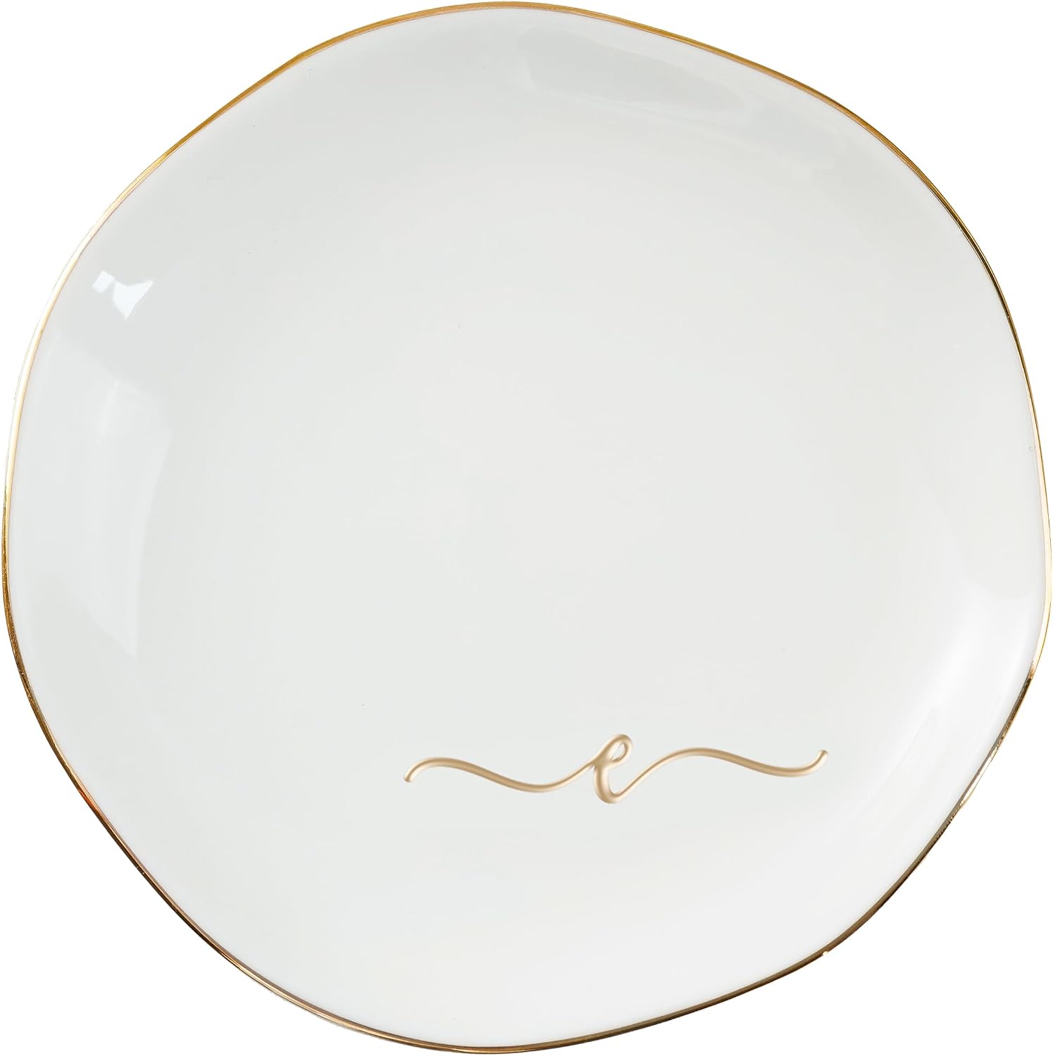 InnoBeta Jewelry Tray, Initial Ring Dish, Ceramic Trinket Dish, Letter E