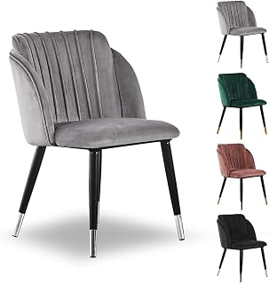 P&N Homewares Milano - Silla de comedor de terciopelo gris