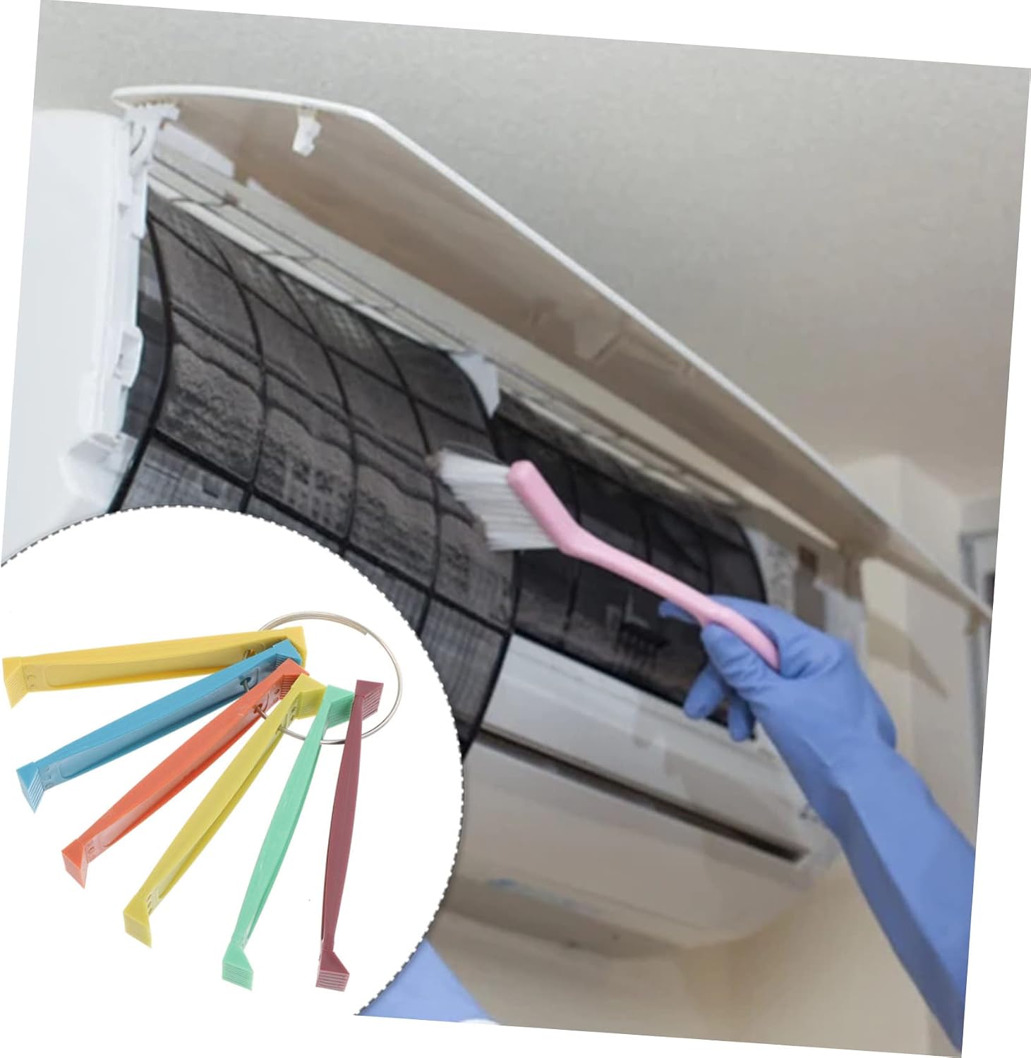 Mobestech 3pcs Air Conditioner Fin Cleaning Brush Condenser Whisk Tool for Efficient Coil Evaporator Maintenance Compact Lightweight Design for Easy Use