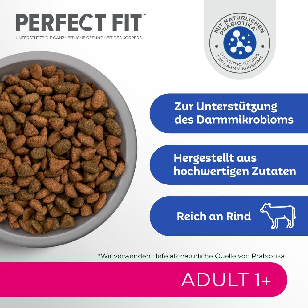 PERFECT FIT Adult Trockenfutter für erwachsene, aktive Katzen ab 1 Jahr - Rind, 7 kg (1 Beutel)