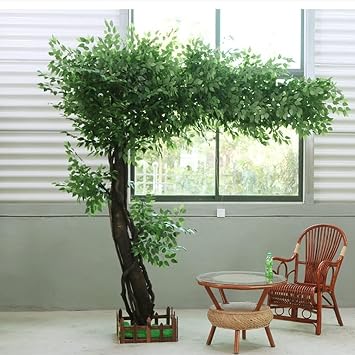 Artificial Banyan Tree Large Fake Banyan Tree with Green Leaf Interior Decoration Tree Hotel Shopping Mall Floor Living Room Plant Landscaping2.5mx2m/8.2x6.6ft