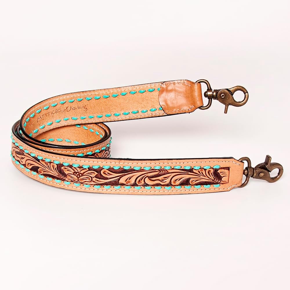 American Darling Hand Tooled Genuine Leather Crossbody Handle Strap for Bags Phone Keychain Wallet Purse Clutch Cellphone