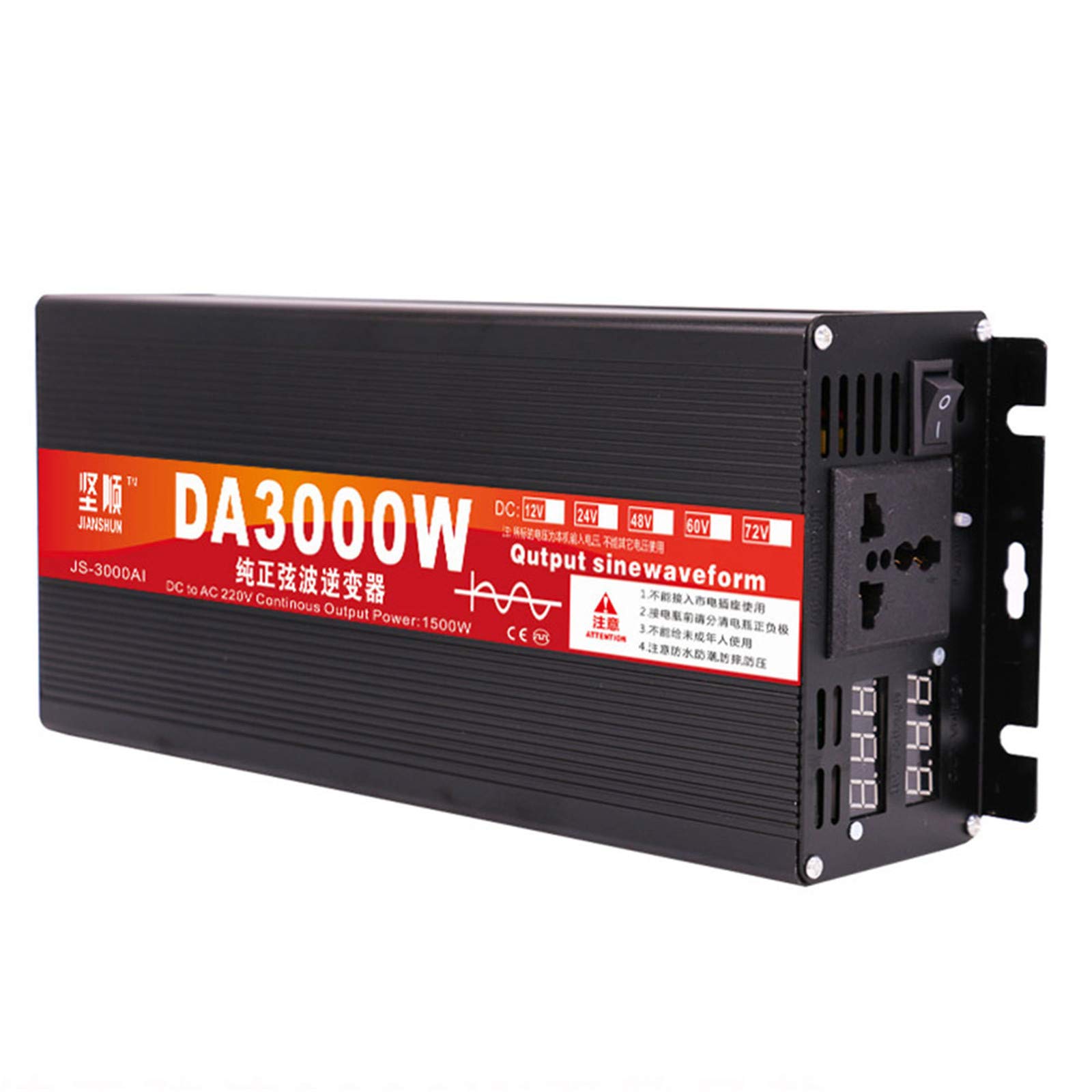 GRTBNH Pure Sine Wave Inverter 3000W/4000W/5000W Car Inverter DC 12V/24V/48V/60V/72V to AC 220V Volt