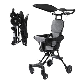 Beauenty Kids Stroller, Compact Baby Stroller, Lightweight Travel Stroller with Adjustable Handles and Backrest, One-Hand Fold, For Overhead Airplane Storage, Shopping, Walking, Travel (Style 2)