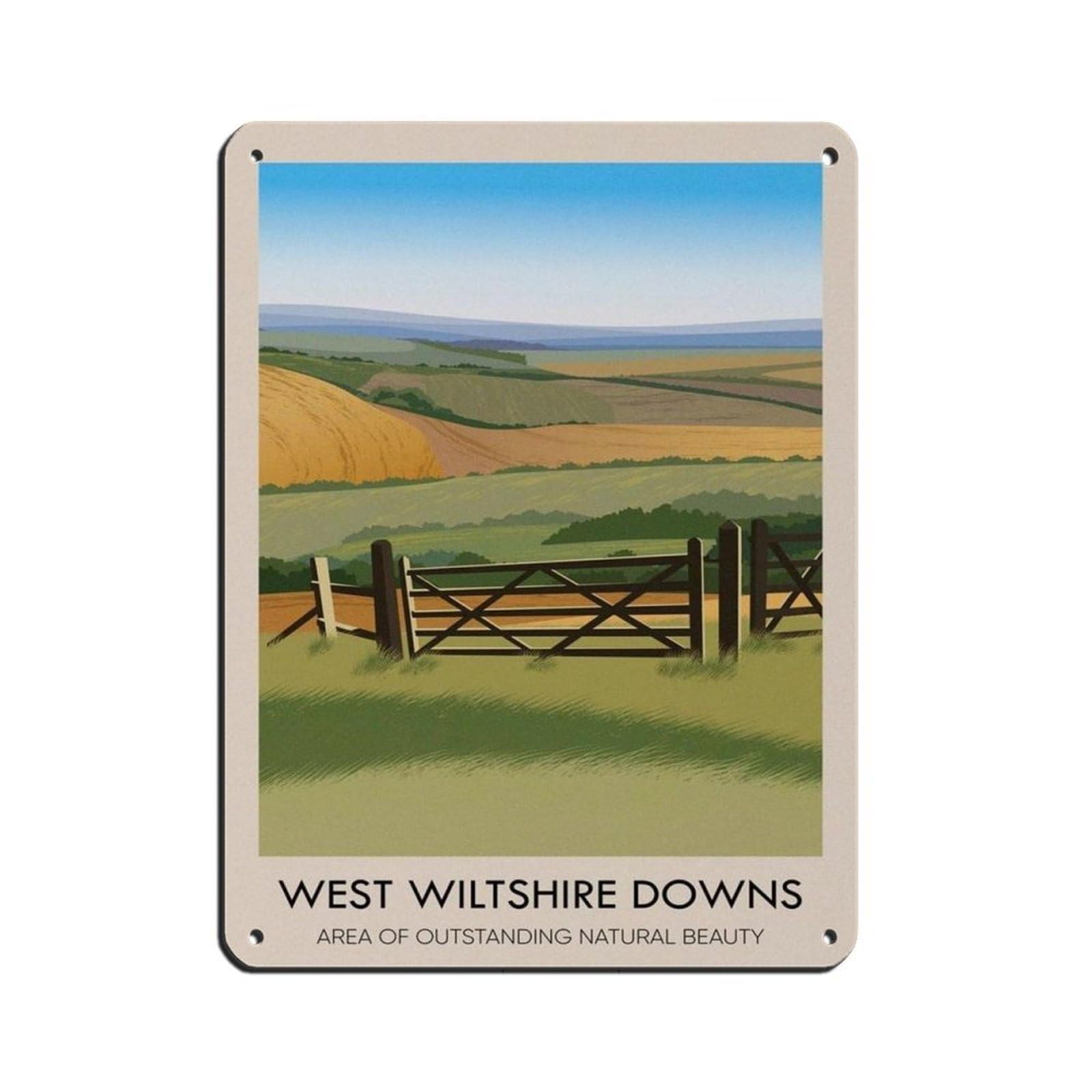 Lxwnze 30L X 40W Cm West Wiltshire Downs Aonb Travel Tin Sign Vintage Metal Pub Club Cafe Bar Home Wall Art Decoration Poster Retro 12X16inch(30X40cm)