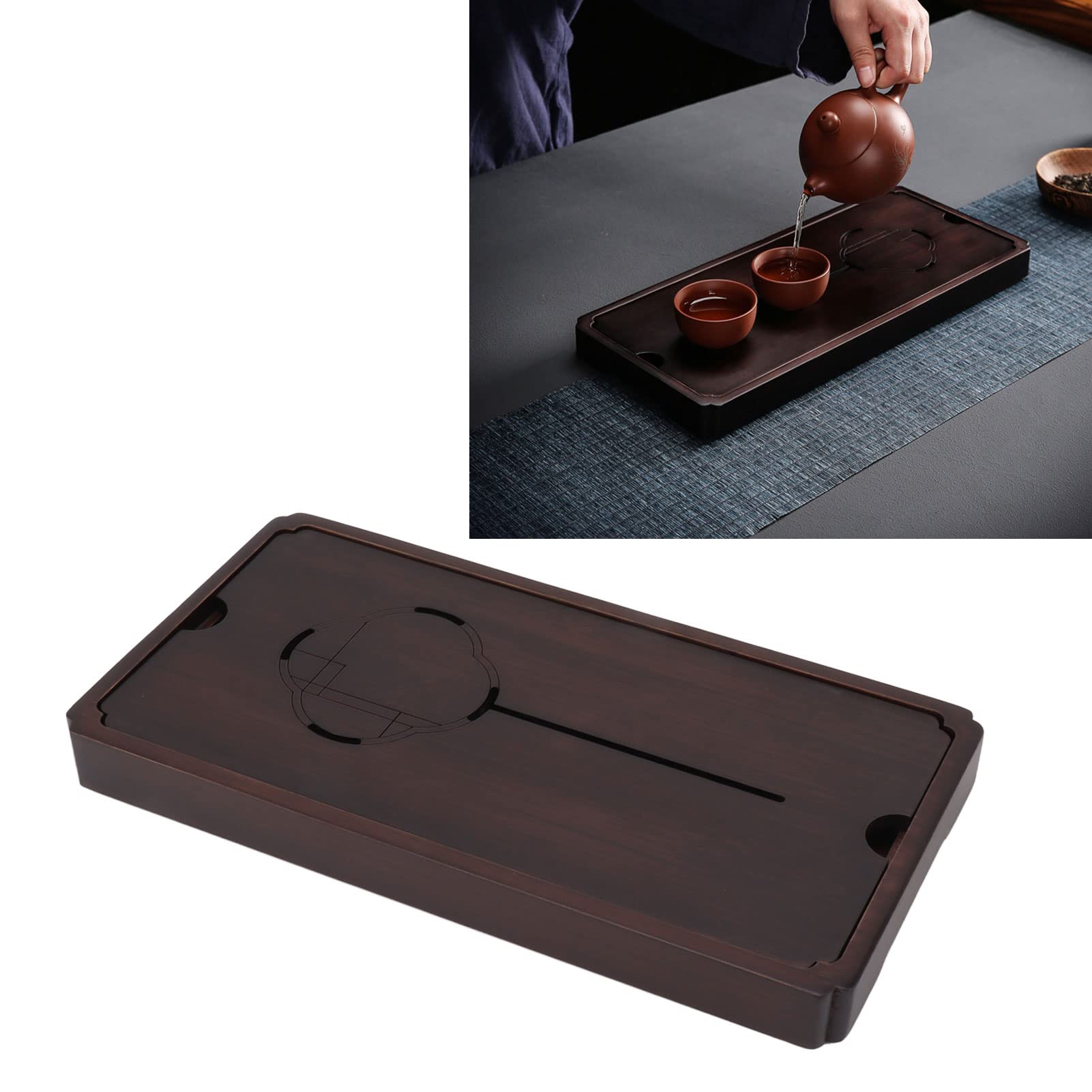 Chinesische Tee Tablett, Anti -Spill tragbare Gongfu -Tee -Set Wassertablett Tee Tisch für eine einfache dekorative Haushaltsbüro Bar (Kleine Größe (29,9 x 15 x 6,7 Zoll))