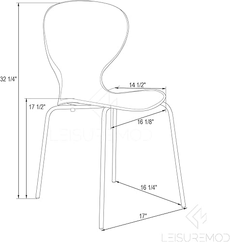 Miniatura 3 de LeisureMod Carson Mid-Century - Juego de 2 sillas auxiliares de comedor (negro)