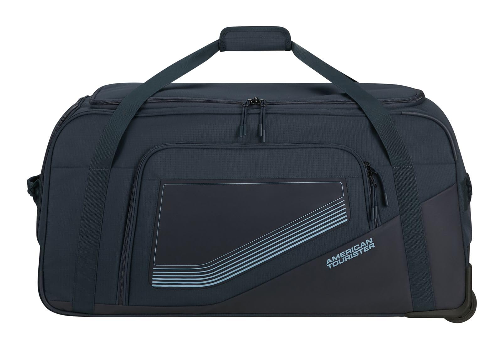 American Tourister City Racer - Borsone con Ruote 77 cm, 129 L - Ampio Spazio & Scomparto Scarpe Separato - Idrorepellente, Manici Multipli, Resistente - Blu (Navy)