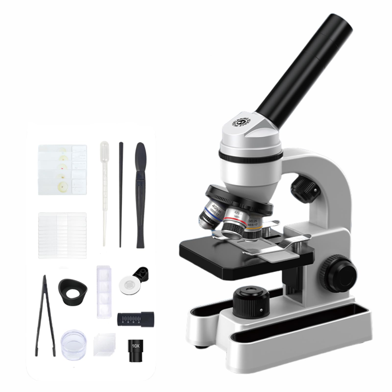 Microscope-40-1600X Magnification,Biological Educational Microscope for Students,with Phone Clip,Biological Specimen and Fill Light (1)