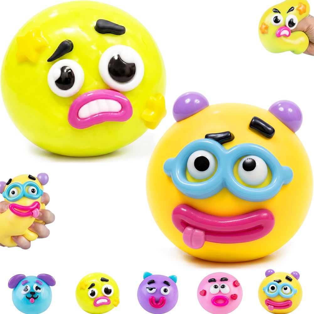 Smushers Fidget Toy,Interchangeable Faces Squishy Toys,TPR Stress Balls,Anxiety Relief Fidgets,Squishy Fidget Toys,Stress Toys,Party Bag Fillers for Kids, Fidget Toys (Y+O)