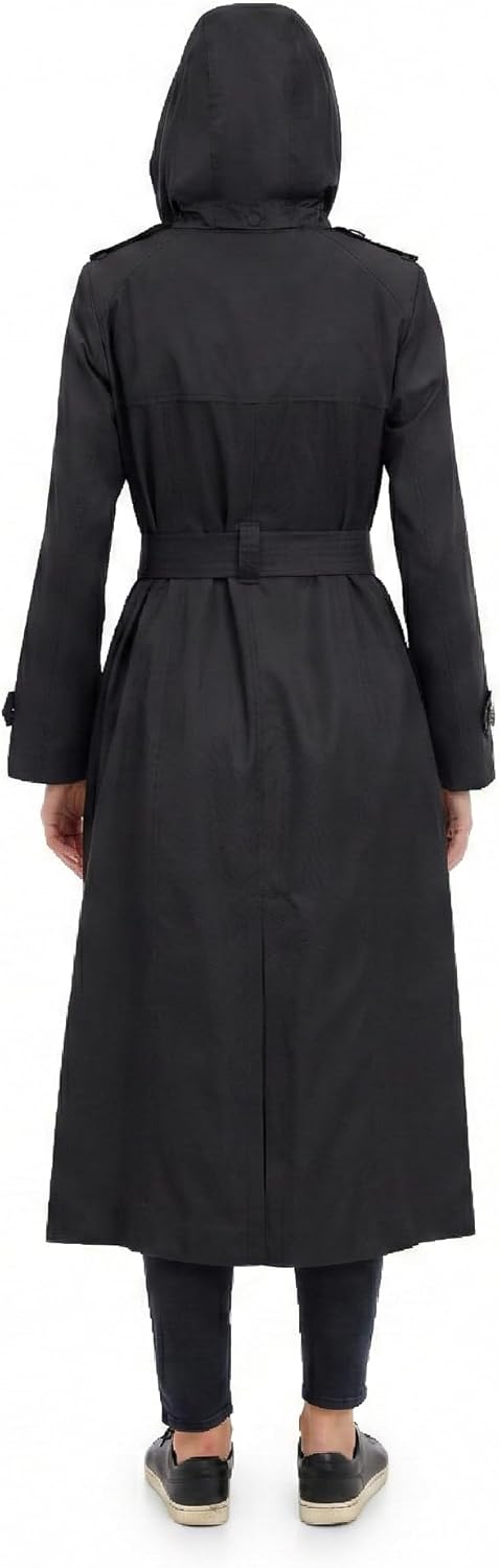 LONDON FOG womens Single Breasted Long Trench Coat With Epaulettes and Belt - Image 7