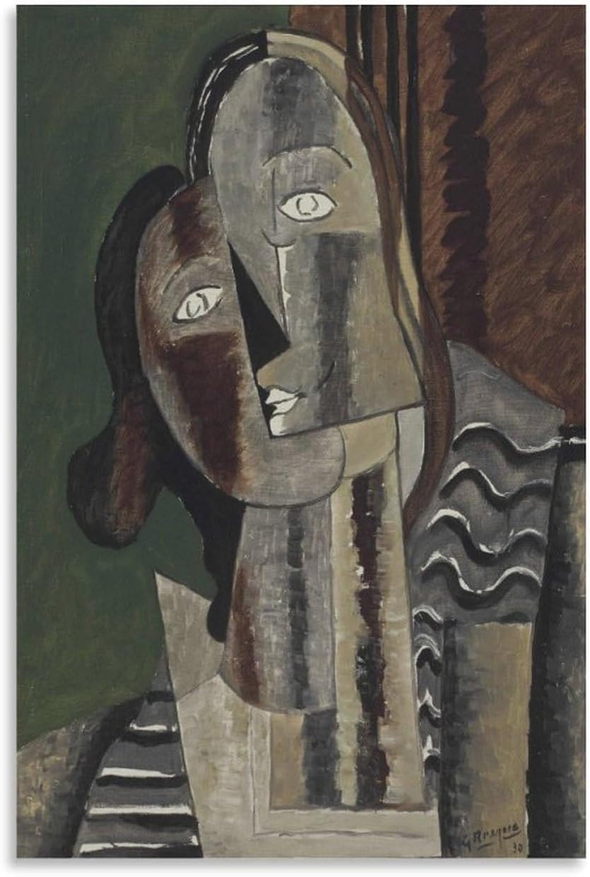 Orjdjz Wxkbl Woman's Head by Georges Braque Canvas Poster Abstract Wall Art Painting Vintage Georges Braque Prints for Office Picture Decor 40x65cm Frameless