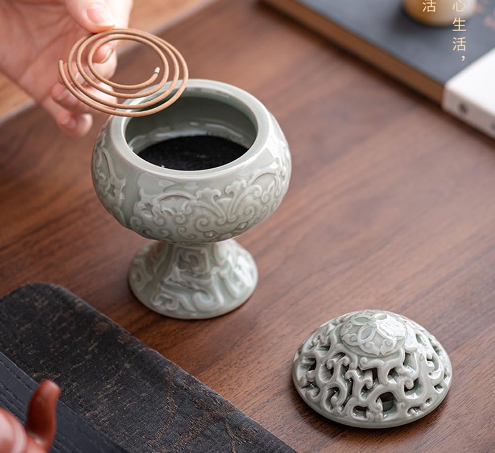 Trójnożne ceramiczne palnik kadzidełka z dekoracyjnym palnikiem aromatowym do medytacji aromaterapii i dekoracji pokoju