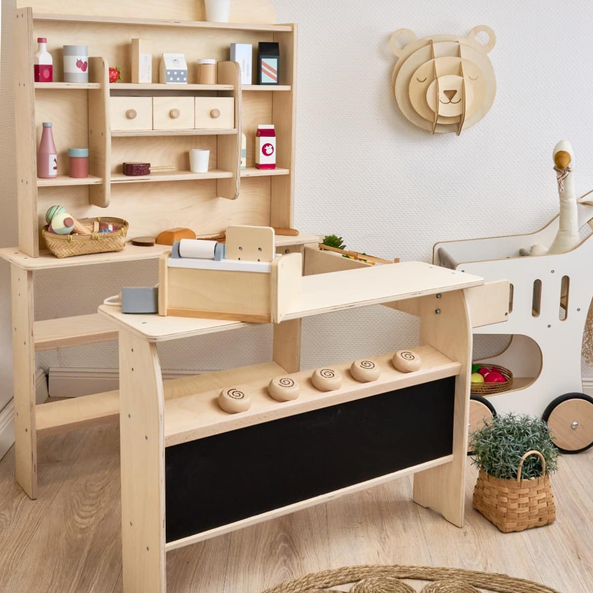 Meppi Kaufladen Cookie aus unbehandeltem Holz - Kaufmannsladen für Kinder - Marktstand - Shop