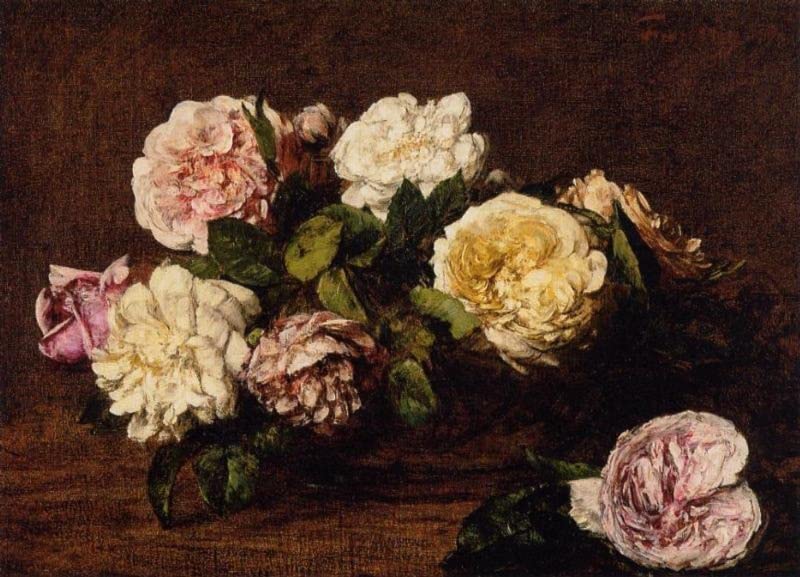 Toile Fleurs Roses Henri Fantin-Latour Affiche pour Salon Chic 60x90