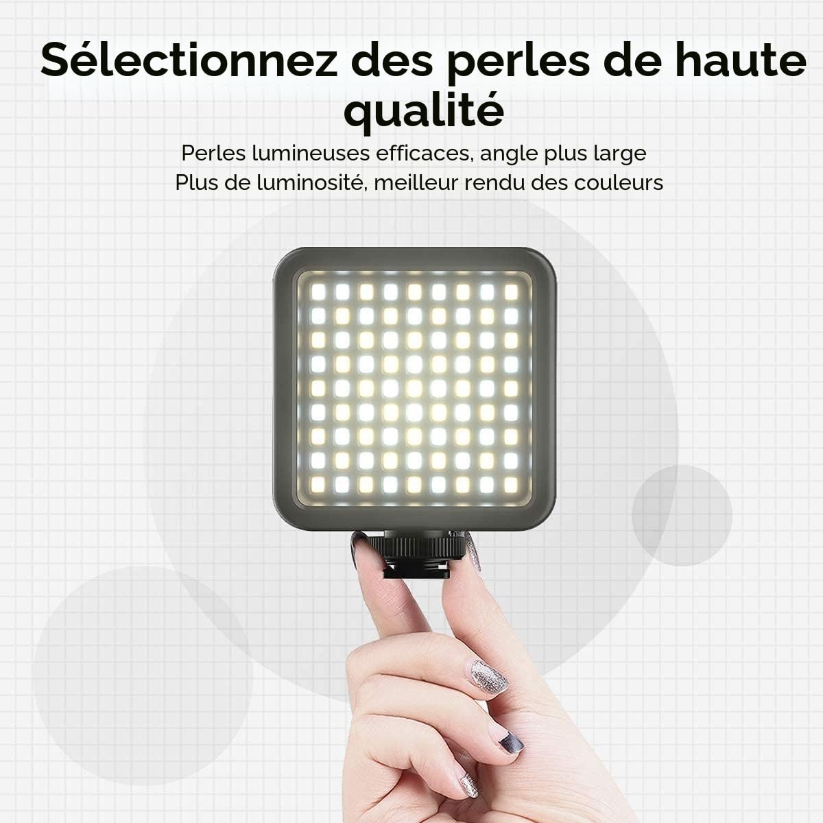 Lumière Caméra, LED Lampe avec 3 Cold Shoe, Eclairage Video Rechargeable 3000mAh, Lumiere Photo Professionnelle CRI95+Dimmable 3200K-5600K pour Tournage Vlog VL81 LED USB