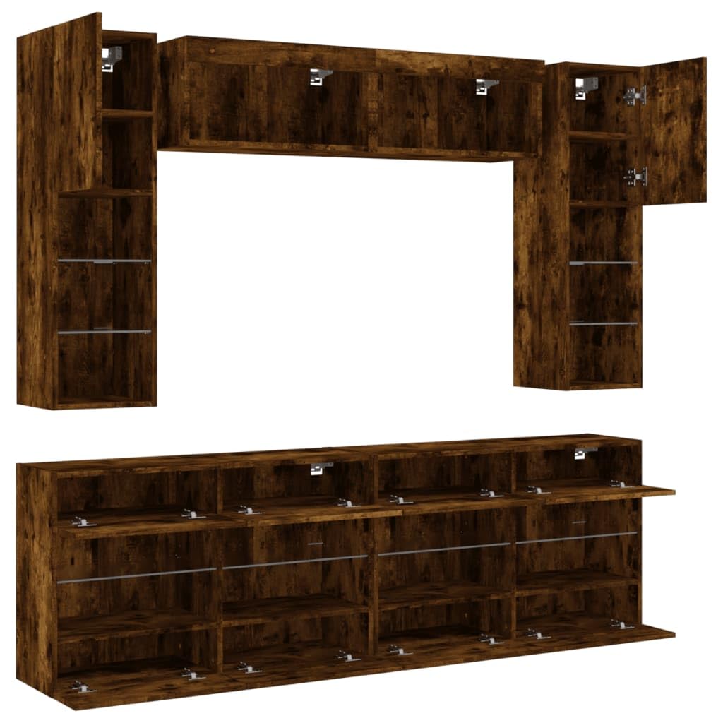 6-TLG. - Mueble de pared para TV (98,5 x 30 x 60,5 cm, madera de madera y cristal, aparador moderno para salón, estudio