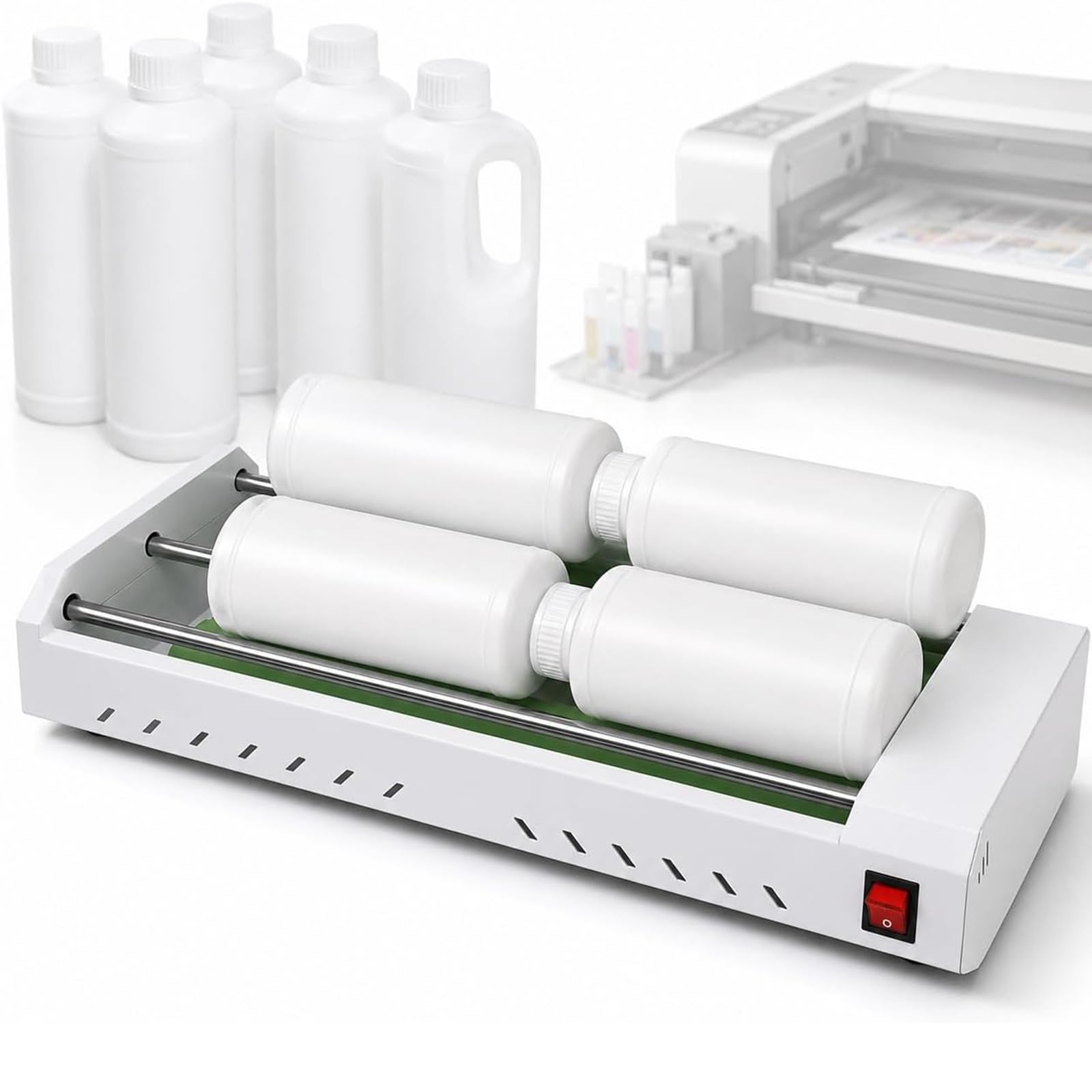 THYXGS 110v/220v 6w Avoid Precipitation Rolling Machine, Electric Paint Shaker Machine, Hold 6 Bottles Of 1l Ink, Dtf White Ink Rotator Shaker Roller Device, Vortex Mixer For Diy 220V