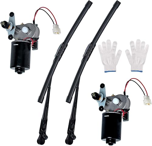 UTV - Limpiaparabrisas (2 piezas) de 16 pulgadas y 12 V, kit de motor universal de limpiaparabrisas compatible con Polariss Kubotaa Kawasakii Kymcoo