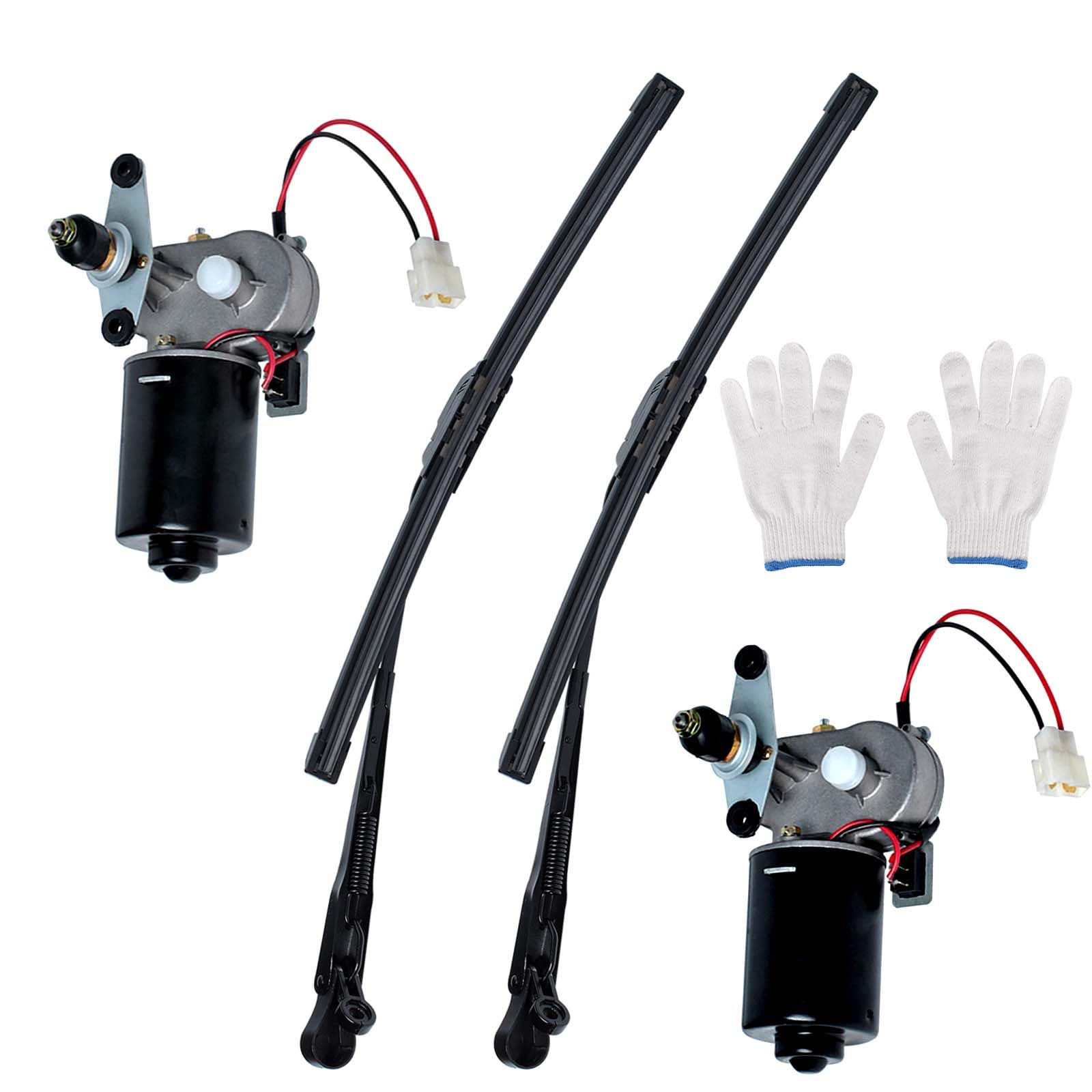 Universal UTV Windshield Wiper Kit, 2Pcs Electric 90 Degree 16" 12V Wiper Blade Motor Compatible With Polariss Kubotaa Kawasakii Kymcoo Can Am