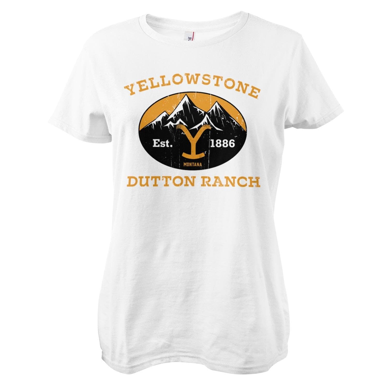 Yellowstone Officially Licensed Dutton Ranch Montana - Est. 1883 Women T-Shirt (White), Medium