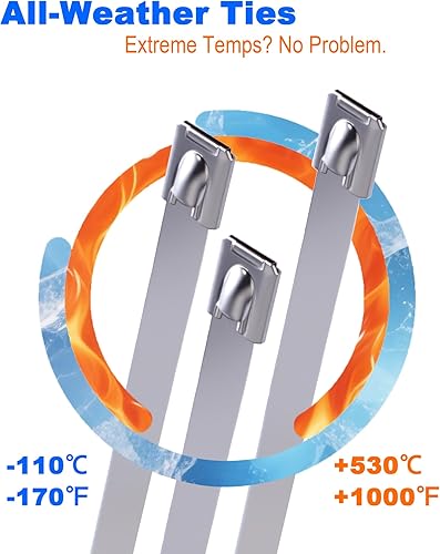 Miniatura 3 de Bridas de metal de 100 unidades, bridas de acero inoxidable 304 de 16 pulgadas, bridas de metal resistentes para envoltura de escape, lazos de