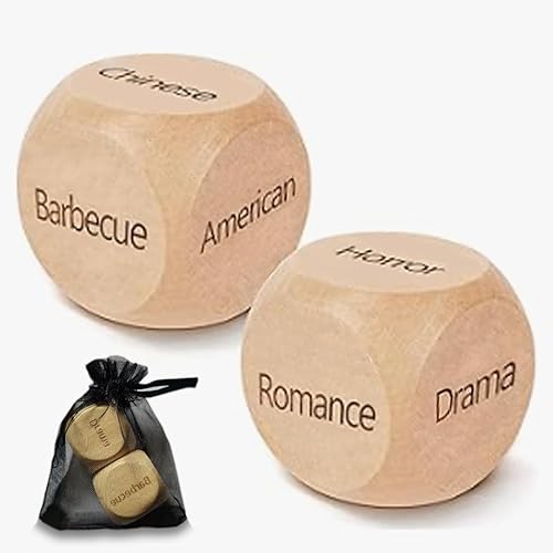 Miniatura 1 de 2 dados nocturnos de cita para parejas, dados de madera para decisión, dados de cine, regalos de noche para él, aniversario, San Valentín, para