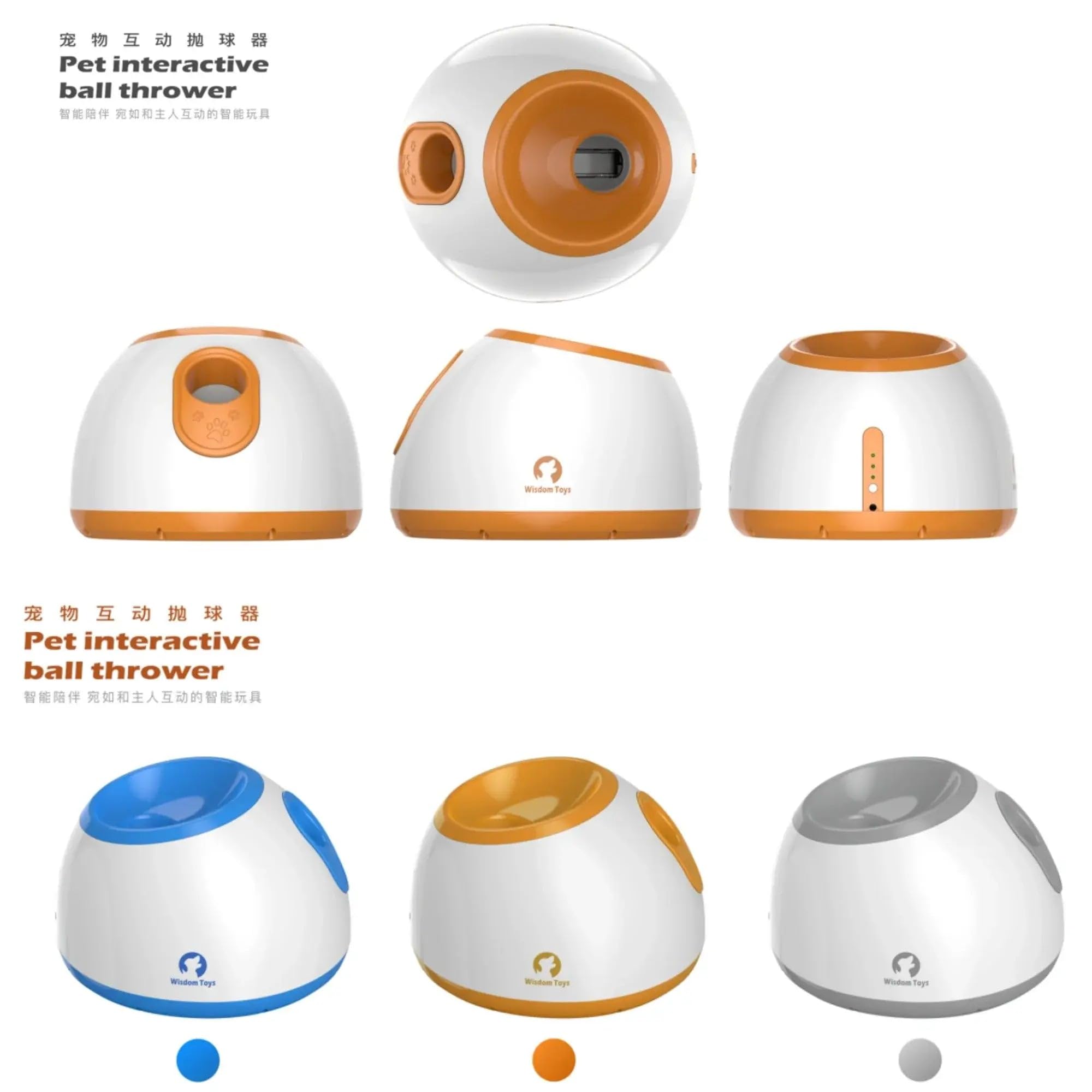 Dispensador y lanzador automático de bolas para perros, juguete divertido y estimulante para perros, color azul