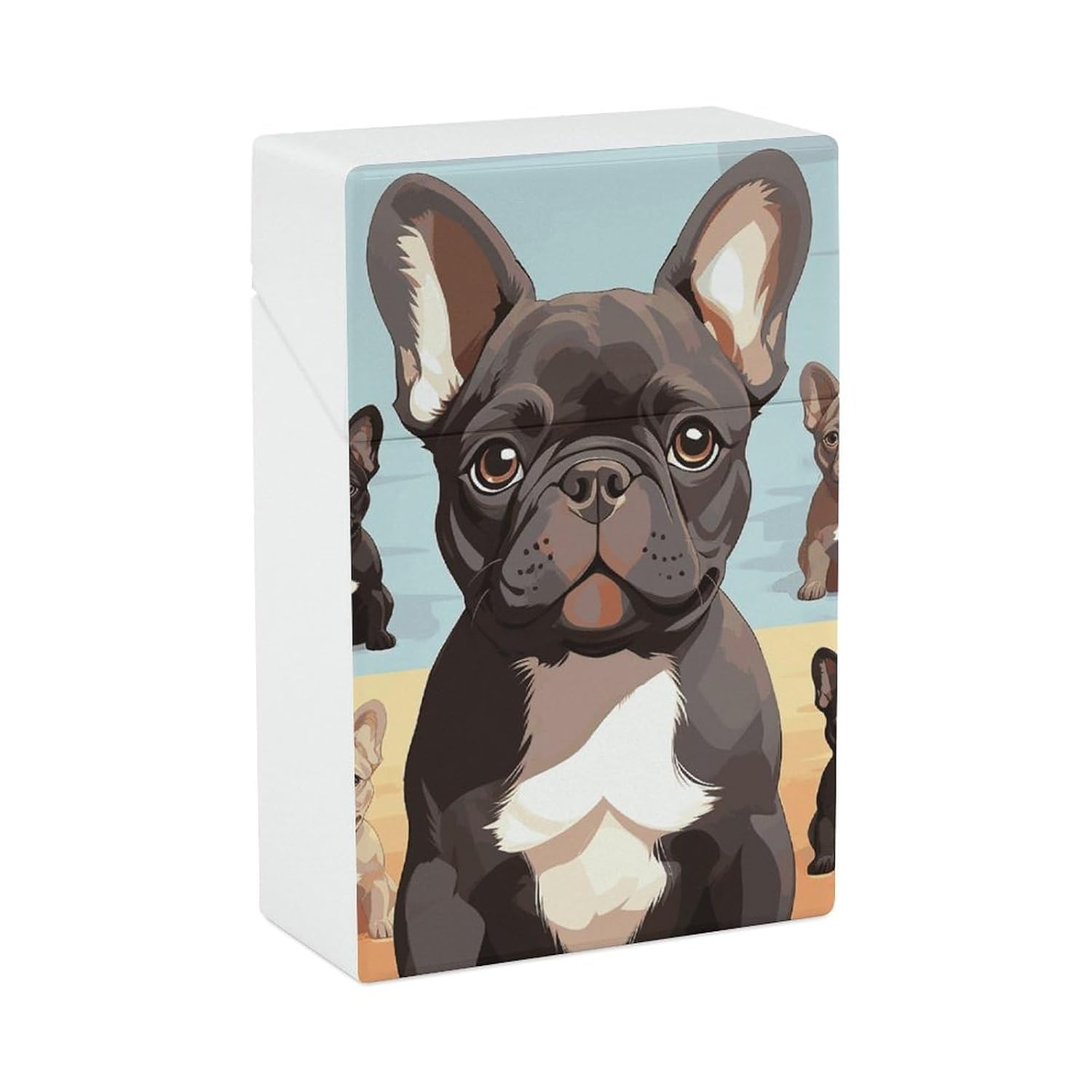 French Bulldog Dog Cute Cigarette Case for Women Men, Switch Flip Cigarette Box for Business, Portable Cigarettes Smoking Accessories, Multifunctional Cigarette Holder Case