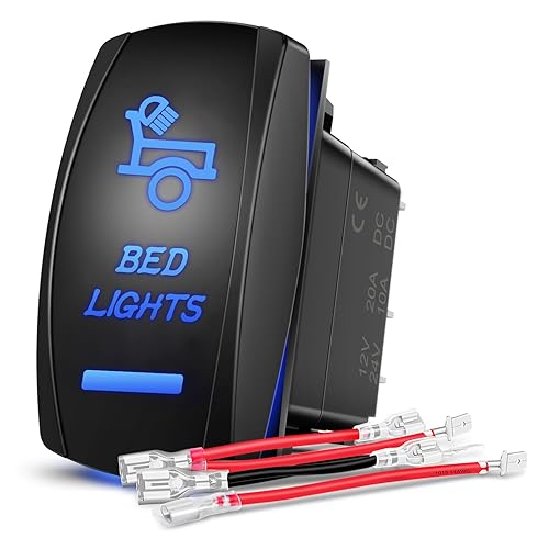 Nilight Interruptor basculante de luces de cama, interruptor de barra de luz LED, interruptor láser de 5 pines, encendido y apagado, interruptores