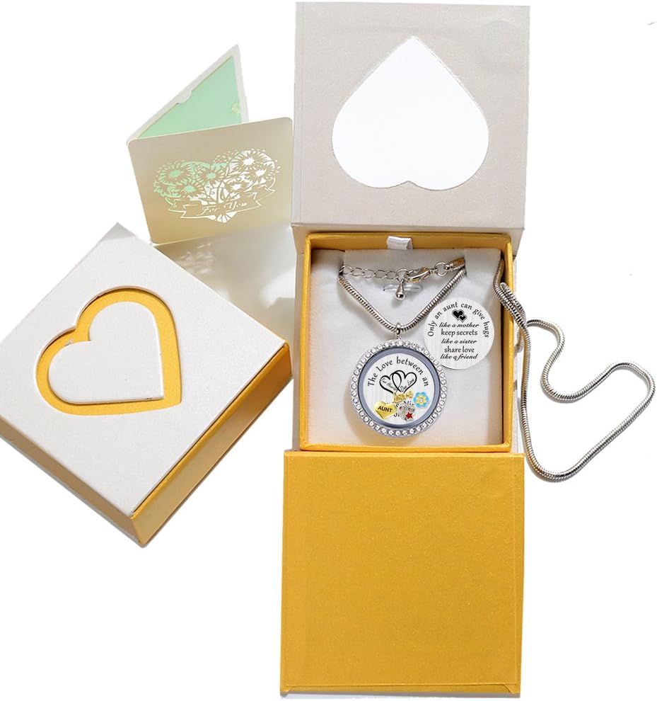 Best Gifts for Niece Aunt, Floating Living Memory Locket Necklace Pendant with Charm & Birthstone for Women - Image 7