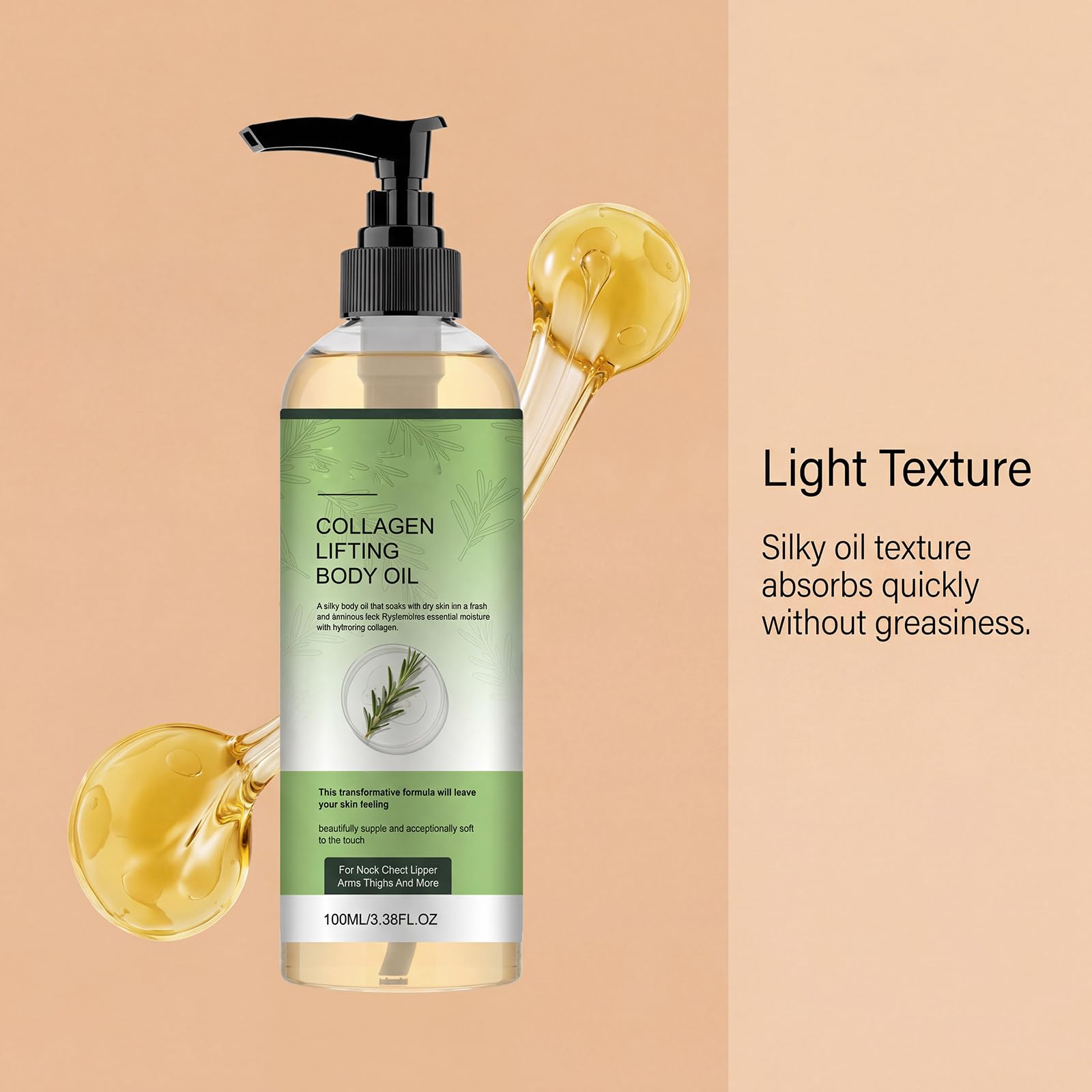 Olio di collagene per la pelle più rassodante collagene lifting olio per il corpo rassodante per la pelle fine e morbida cura dopo la doccia, non grassa leggero, nutriente idratante collo décolleté