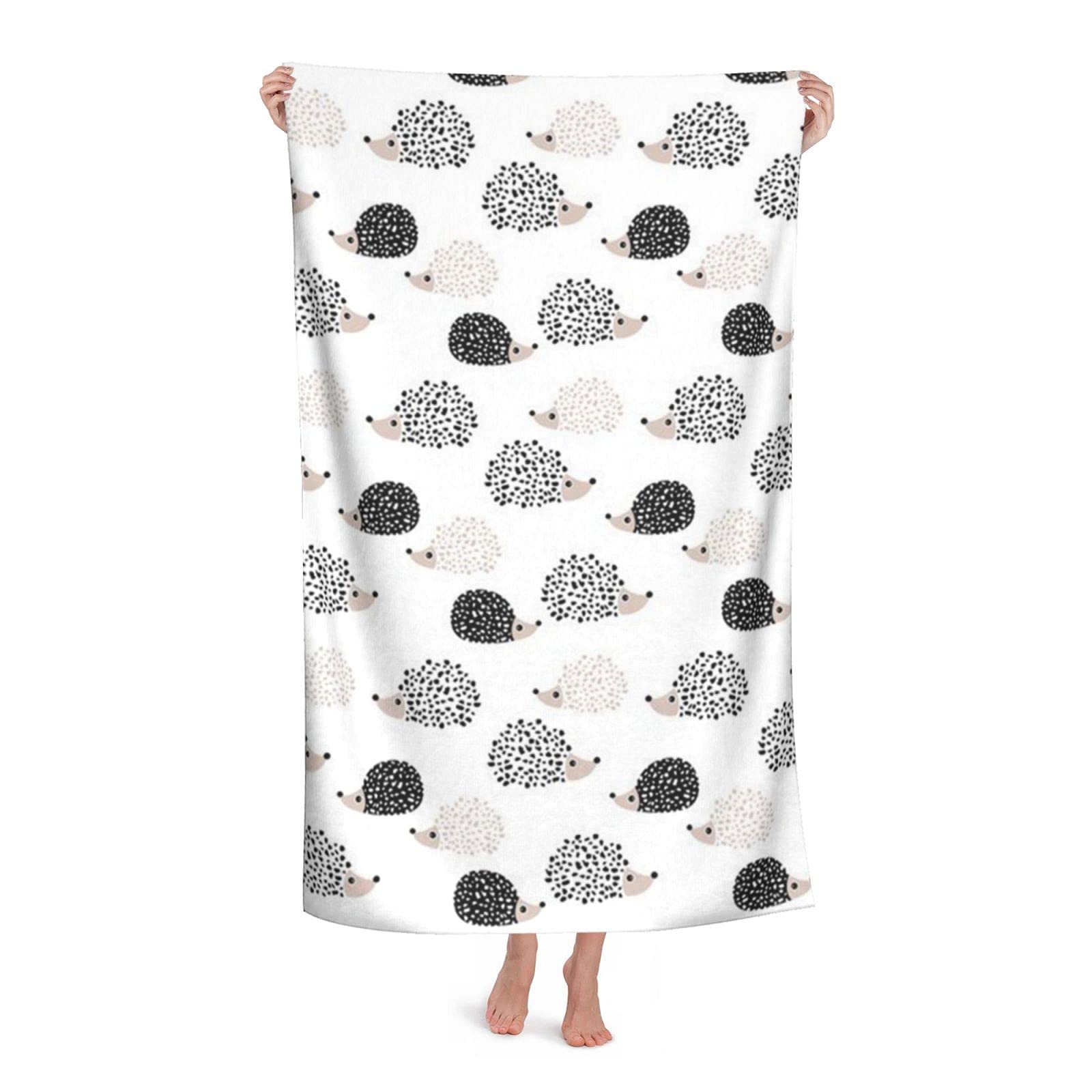 LSRCPD Sweet Hedgehog Beach Towel Highly Absorbent Microfiber Beach Blanket Soft Bath Towels 80 x 130 cm