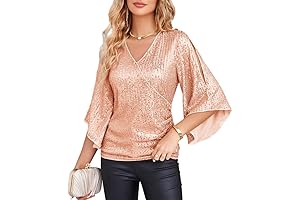 Women's Sequin Tops with 3/4 Sleeves for Party and Evening Wear
