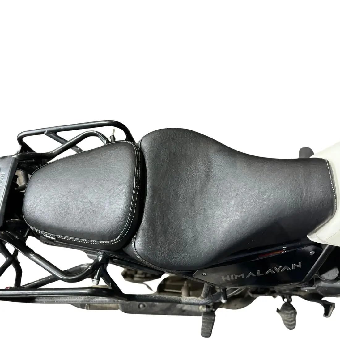 Sahara Seats Sedile per moto Touring, compatibile con Himalayan 411, in pelle nera, sedile anteriore singolo pilota