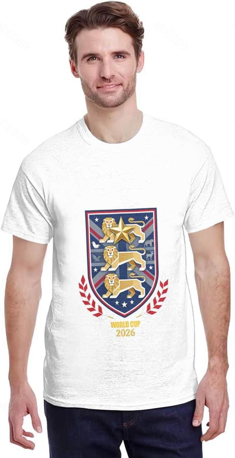 Mens Top for World Cup 2026, Pure Cotton,Crew Neck Men's T-Shirt with World Cup Elements T-Shirts for Men UK for Outdoor Camping,BBQ