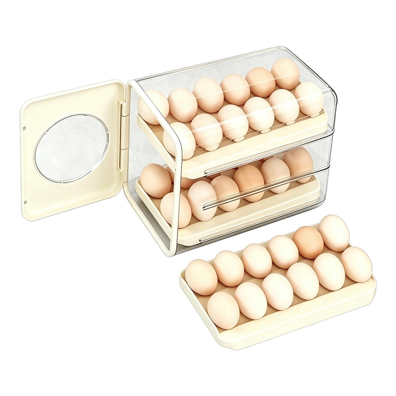 Estante para huevos transparente y deslizante, ideal para organizar tu nevera, cocina o picnic
