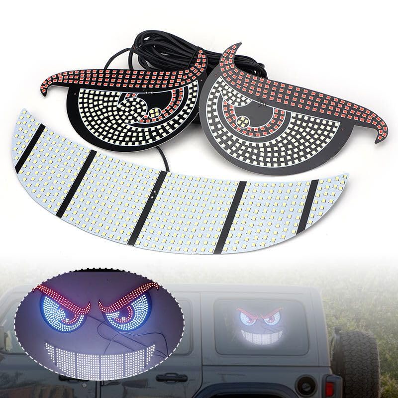 Image of AutoBizarre Devil Eyes LED Lights for Car Windshield Led Panel with USB for Car Rear Window Universal for All Cars, Vans, Trucks, etc (Red Red Blue)
