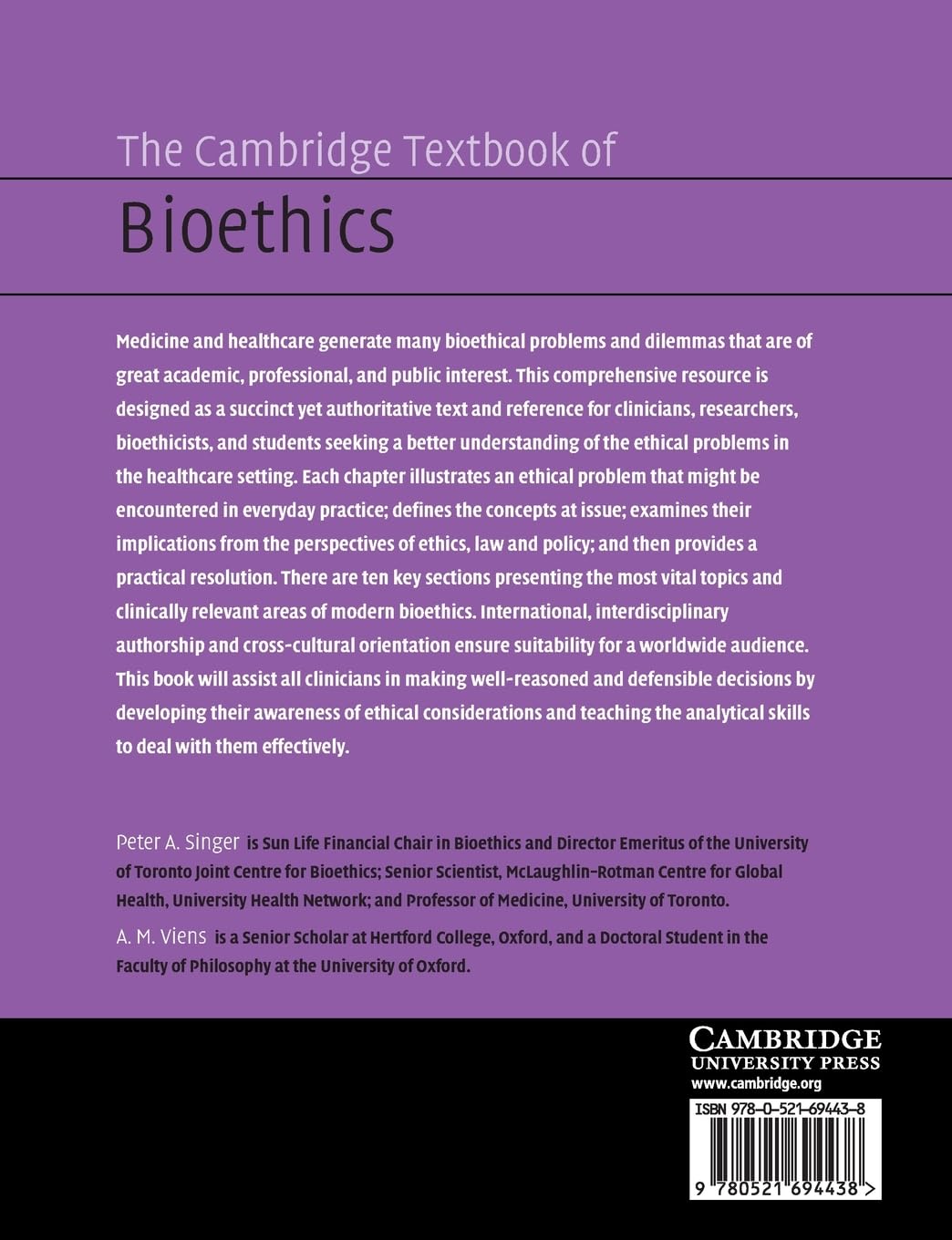 The Cambridge Textbook of Bioethics